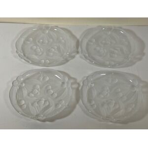 Set‎ of 4 Mikasa Bountiful Vintage Frosted Cherry Glass Dessert Plates
